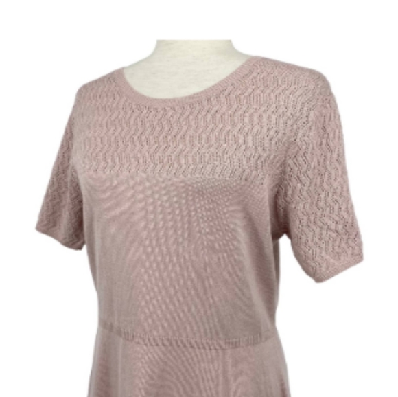 NWT JULIA JORDAN Blush Pink Short Sleeve Scoop Neck Crochet Detail Dress (14) - Picture 8 of 11